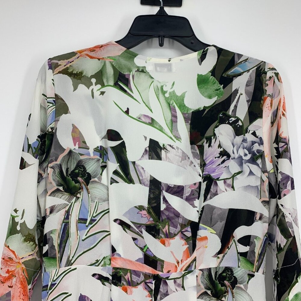 Johanne Beck Dress Floral Print V Neck Button Down Hi Lo Maxi - Picture 10 of 13